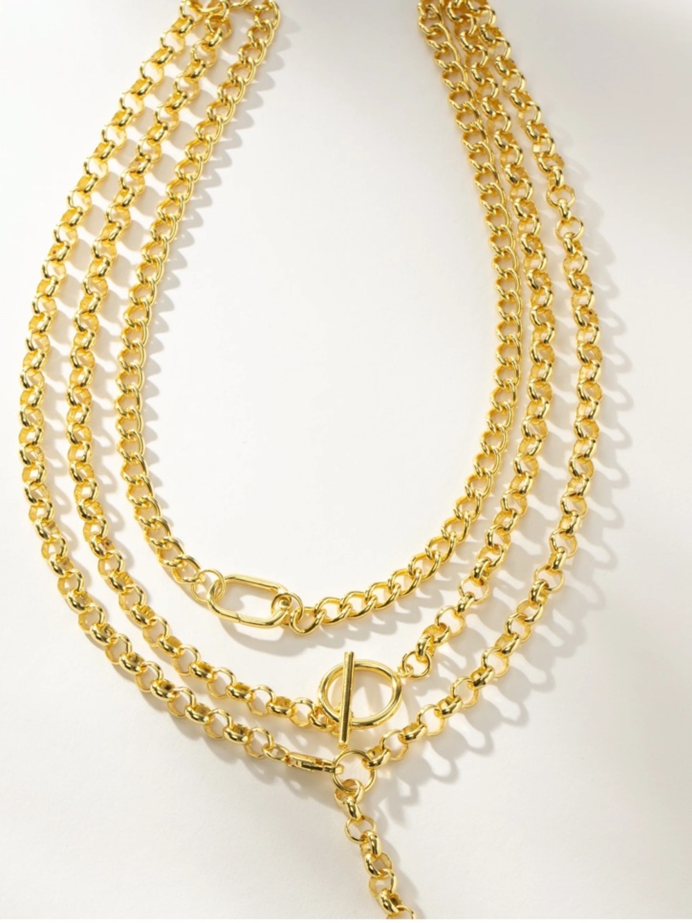 Uncommon James Gold Multi-Layer Link Necklace with Ring Accents
